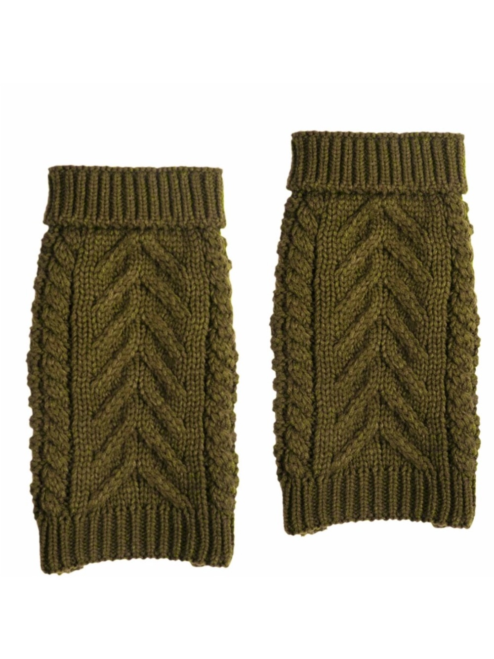 Fabdog Cable Knit Dog Sweaters Olive Green Size 24” Matching Set of 2